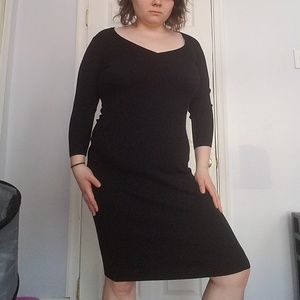 Almost Famous Little Black Basic Ribbed Dress